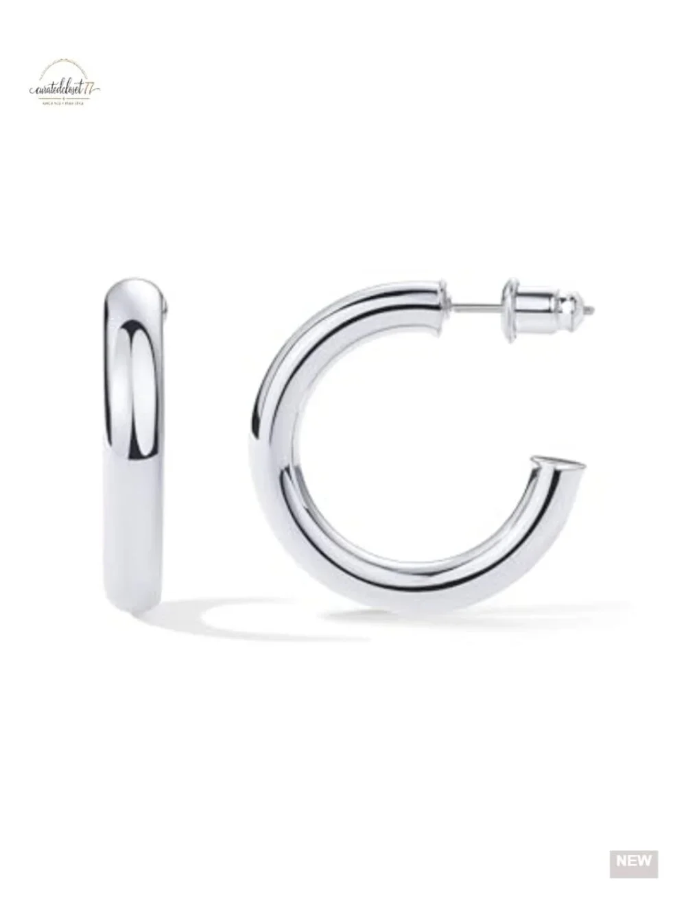 14K Gold Plated Chunky Open Hoop Earrings for Women Trendy Lightweight 30mm